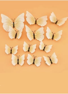 Buy 12-Pieces 3D Butterfly Decorative Wall Sticker Set Multicolor PVC in UAE