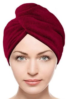 Buy Hair drying towel of the finest cotton dark red color in Saudi Arabia