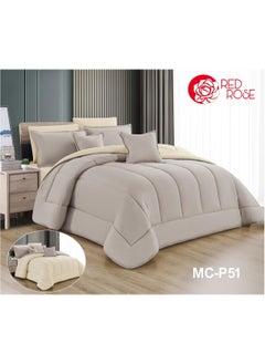 Buy Double quilt set, two-sided mattress, consisting of 8 pieces, microfiber, comforter size 240 by 260 cm in Saudi Arabia