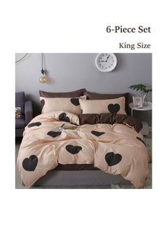 Buy 6-Piece King Size Premium Washable Bedding Set Cotton in Saudi Arabia