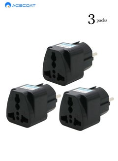 Buy UK to EU Plug Travel Adapter-Wall Power Charger-3-pin KSA/UAE/UK Plug Convert to 2-pin EU/Germany/France/Italy/Spain Socket Converter-Type E/F European Adapter for KSA/ US/UK/JP/CN/AU-3 pack-Black in Saudi Arabia