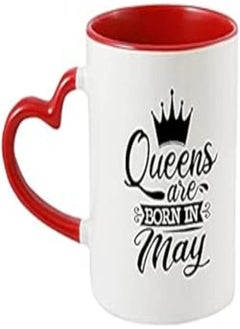 اشتري iKraft Heart Handle Coffee Mug| Printed Design - Queens are Born in May | Elegant Mug | Best Gift for Mom, Sister and Birthday Occasions - 11oz [325 ml] في مصر