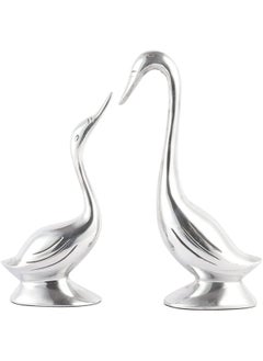 اشتري VOIDROP-Couples Handmade Swan-Swan Figurine Sculpture Resin Swan-Showpiece Figurines Loving Birds for Home and Office standard size (Silver) في الامارات