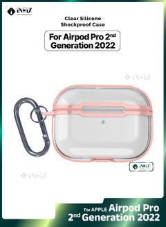 Buy Clear Silicone  Shockproof Protective Case Cover for Apple AirPods Pro 2 (2nd generation) 2022-Clear/Pink in Saudi Arabia