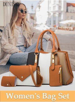 Buy 4pcs Women Fantionable Handbag and Satchel Clutch Purse Leather Tote Shoulder Bag Large Satchel Top Handle Work Bag Crossbody bag Set in Saudi Arabia