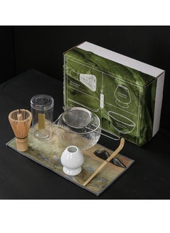 اشتري 7-Piece Traditional Handmade Matcha Tea Whisk and Glass Bowl Tool Gift Kit في السعودية