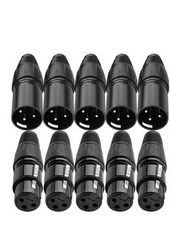 اشتري 10 PCS XLR Connector, 5 Male and 5 Female XLR Mic Microphone Connector, 3 Pins Ultra-Low Noise Microphone and High Conductivity Audio Socket في الامارات