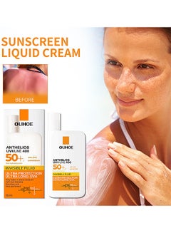 Buy Sunscreen Liquid Cream, Sunscreen Skin Care Waterproof Strong UV Protection Hydrating Cream SPF 50+ PA++++ 50ML For Women Men in Saudi Arabia