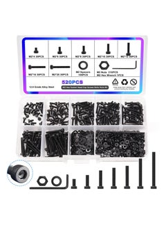 Buy M2 Small Screw Assortment Suitable for 3D Printer DIY, M2 x 4/6/ 8/10/12/16/20mm Hex Socket Head Cap Screws Bolts Nuts Kit, 520PCS 12.9 Grade Alloy Steel Assorted Screws with Hex Wrench in UAE