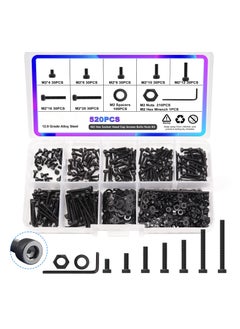 اشتري M2 Small Screw Assortment Suitable for 3D Printer DIY, M2 x 4/6/ 8/10/12/16/20mm Hex Socket Head Cap Screws Bolts Nuts Kit, 520PCS 12.9 Grade Alloy Steel Assorted Screws with Hex Wrench في الامارات