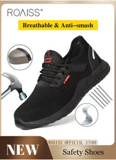 Buy Fly Woven Steel Toe Safety Shoes for Men Anti Smash Anti Puncture Work Labor Protection Shoes Mens Light Breathable Sneakers Non Slip Wear Resistant Sports Shoes with Comfortable Soft Sole in Saudi Arabia