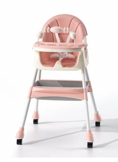 Buy Adjustable Multifunctional Portable Foldable Dining Highchair With Removable Tray-Pink in Saudi Arabia