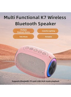 Buy Multi Functional K7 Wireless Bluetooth Speaker Pink in Saudi Arabia