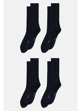 Buy Men 4 Pack Brand Logo Crew Socks, Navy in UAE