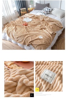 Buy Single-layer Velvet Blanket Warm Thermal Blanket Cover Flannel Summer Winter Bedspread Blanket Double Bed Blanket beige in UAE