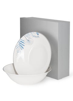 Buy 2-Piece Salad Bowl 22cm Porcelain Tableware Lyon Series, Deep Plate Set, For Cereal, Salad, Pasta, Soup, Dessert, Serving of Rice- For Breakfast, Lunch and Dinner in UAE