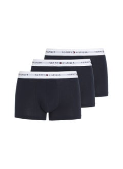 Buy Men's 3-Pack Signature Essential Logo Waistband Trunks Underwear Bottoms, Navy in Saudi Arabia