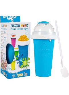 Buy Slushie Maker Cup,Magic Quick Frozen Smoothies Cup, Cooling Cup, Double Layer Squeeze Slushy Maker Cup, Homemade Milk Shake Ice Cream Maker (A (blue）) in Saudi Arabia