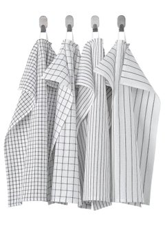 Buy Tea towel white, dark grey patterned 4 pieces 45x60 cm in UAE