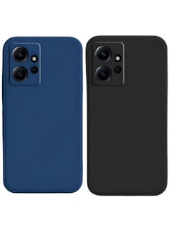 Buy Redmi Note 12 4G- 2-Pack Matte Silicone Case Cover - Slim, Colorful, Good Grip (Black, Blue) in UAE