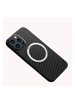 Buy Magnetic Case for iPhone 16 Pro Case Compatible with MagSafe Charger Carbon Fiber Slim Ultra Thin Aramid Fiber Anti-Scratch Shockproof Phone Case (Black) in Saudi Arabia