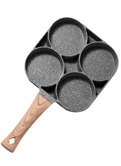 Buy Granite Pancake Pan 4x1 for Making Pastries and Quick Meals, with Wooden Handle, Black in Egypt