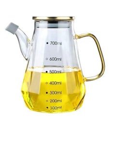 Buy Oil And Vinegar Bottle, Transparent Heat Resistant Borosilicate Glass, With Large Handle and Airtight Stainless Steel lid -(700ml) in Egypt