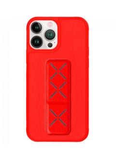 Buy iPhone 14 Pro 6.1 Case with Magnetic Stand & Holder, Premium Silicone Vertical horizontal Hand Strap Grip Multi Stand Car Mount Kickstand Case Cover Red in UAE