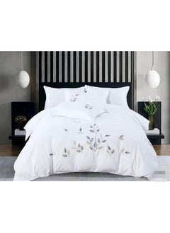 اشتري COMFY KING SIZE 6 PC COTTON EMBROIDERED FLORAL DESIGN COMFORTER SET WHITE في الامارات