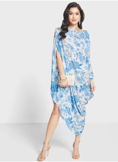 Buy Floral Side Cowl Dress in Saudi Arabia