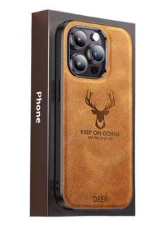 Buy Luxury Shockproof Soft Silicone PU Leather Deer Mobile i Phone 15 Pro Max Case in UAE
