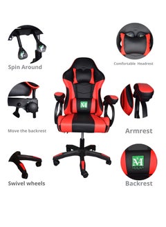 Buy Adjustable Gaming Chair With Armrest And Head Support Pillow, Office Chair With Adjustable Armrests, 360 Degree Rotatable Chair Seat, 50X60X120 cm in Saudi Arabia