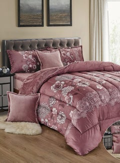 Buy 6Pieces Ultra Soft Winter Comforter Set King Size 220x240cm Floral Printed Warm Bedding Sets Multicolor in Saudi Arabia