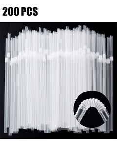 Buy 200 Pcs Disposable Plastic Straws, Clear Flexible Drinking Straws 210 x 5 MM Plastic Bendy Straws Comfy Package in UAE