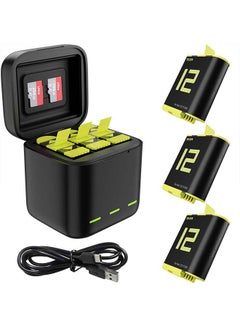 Buy Battery Charger for GoPro Hero 12 Hero 11 Hero 10 Hero 9, TELESIN 3-Pack Batteries + Triple USB Charge Case with SD Card Slot Fully Compatible with Original Go Pro 12 11 10 9 Black Camera Accessories in Saudi Arabia
