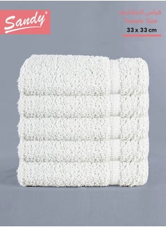 Buy Face Towel Set 100% Cotton Made in Egypt, Soft Quick Drying and Highly Absorbent (5 Pack - 33x33 cm) - white in Saudi Arabia