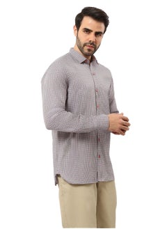 اشتري Dark Beige & Navy Blue Plaids Comfy Shirt - Bordeaux في مصر