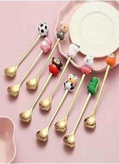 اشتري Cute Fruit Dessert Spoon Set, 6 Pieces Coffee and Dessert Spoons, Mixing Stainless Steel Spoon 6.2 Inch (6.2 Inch Spoons, Gold) في مصر