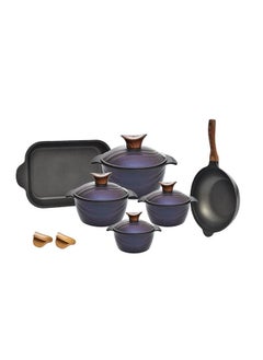 Buy Set Of 10 Pcs 4 Pots + 4 lids + 1 Tray + Wok in Egypt