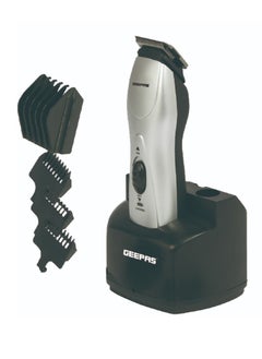 اشتري Geepas GTR34N Rechargeable Trimmer 3W - Chromium Steel Blade, LED Charge Indication | Cordless Rechargeable Trimmer with 5 Combs & Charging Stand في السعودية