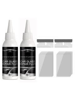 اشتري 2x50ml Car Windshield Crack Scratch Resin Repair Tool For Glass Chips And Cracks, DIY Car Windshield Repair Kit, Car Windscreen Glass Repairing Glue For Bulls Eyes, Star Half Moon, Start-Shaped Crack في السعودية