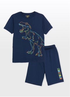 Buy Crew Neck Printed Short Sleeve Boy's Short Pajamas Set in Egypt