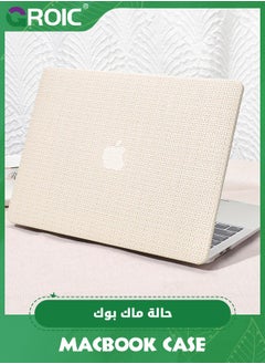 Buy Compatible with MacBook Air 13 Inch Case 2022 2021 2020 2019 2018 Release A1932 A2179 M1 A2337 Touch ID, Elegant Leather ABS Hard Shell Case Transparent Keyboard Cover, Beige Woven Fabric in UAE