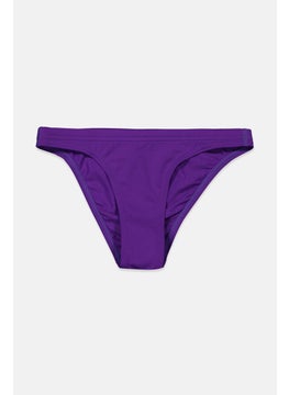 Buy Women Brand Logo Drawstring Swimwear Bottoms, Purple and White in Saudi Arabia