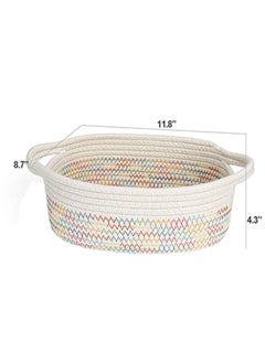 اشتري Cotton Rope Baskets, Woven Baskets for Storage, Nursery Storage Baskets, Decorative Storage Bins, Rectangle Storage Basket with Handles, Storage Baskets for Shelves في السعودية