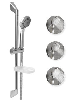 Buy Wall Mounted Sliding Bar Shower Kit with 3 Function High Pressure Shower Head，60 Inch Shower Hose in UAE