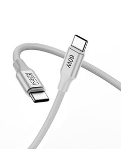 اشتري كابل USB C إلى C مضفر 60 وات، 1 متر، كابل شاحن USB C لهاتف iPhone 15، وMac Book Pro 2020، وiPad Pro 2020، وSwitch، وSamsung Galaxy S20 Plus S9 S8 Plus، وPixel، وأجهزة الكمبيوتر المحمولة والمزيد في الامارات