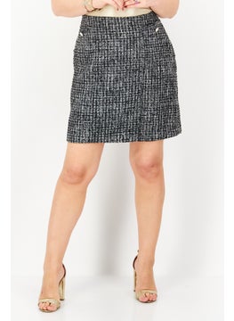 اشتري Women Tweed Mini Skirt, Black/White في الامارات