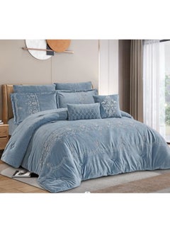 Buy HOURS a luxurious super soft winter comforter set made of warm velvet fur with a modern design 8 pieces king size in Saudi Arabia