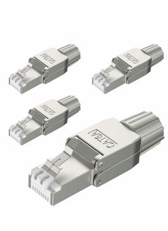 Buy RJ45 Cat6A Connectors, Tool-Free Reusable Shielded Ethernet Termination Plugs for 23AWG SFTP UTP Cable, 10G Easy Internet Plug, Fast Field Installation (4 Pack) in Saudi Arabia